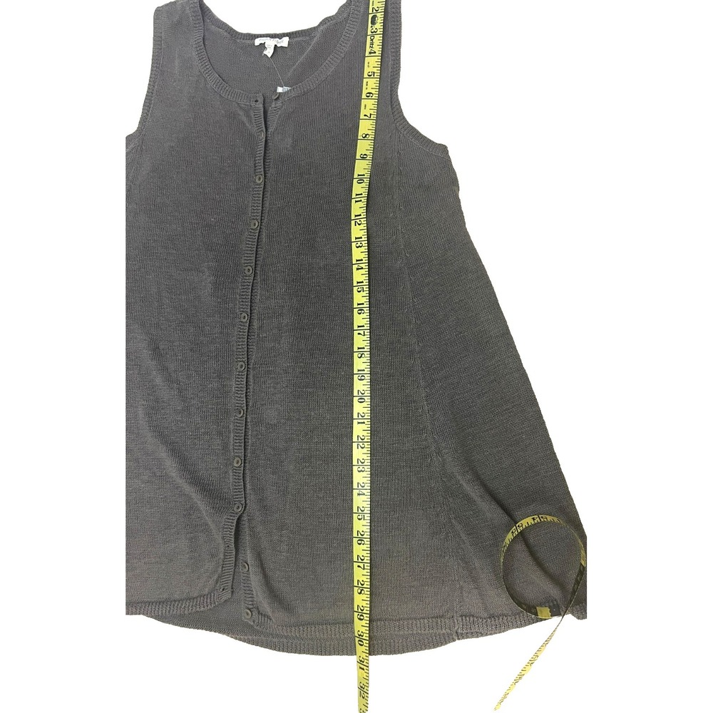 Eileen Fisher Tunic Length Vest Taupe Fine Knit  A-Line Button Front SZ M - Picture 10 of 10